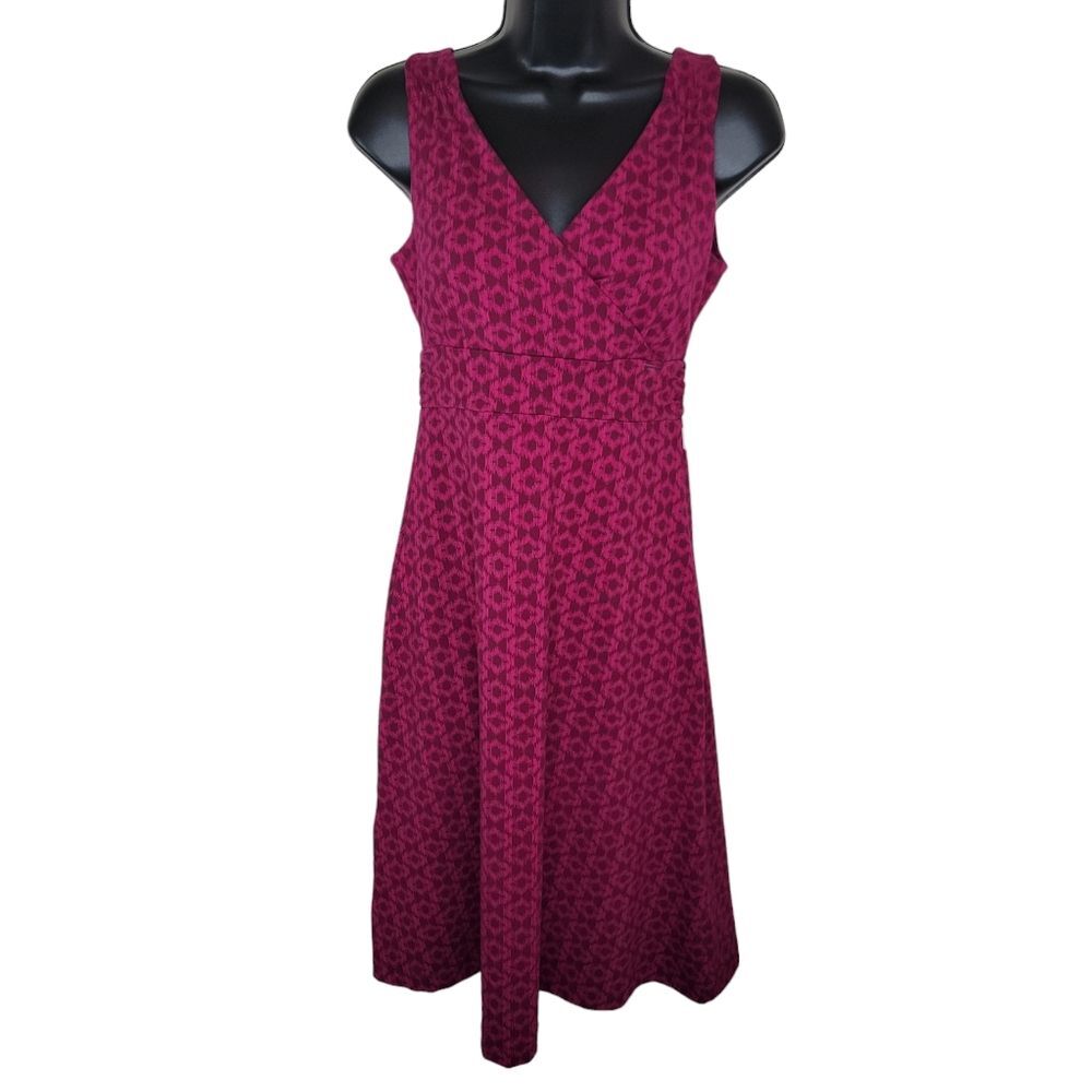 Eddie Bauer sleeveless pink geometric surplice fit & flare travex dress XS